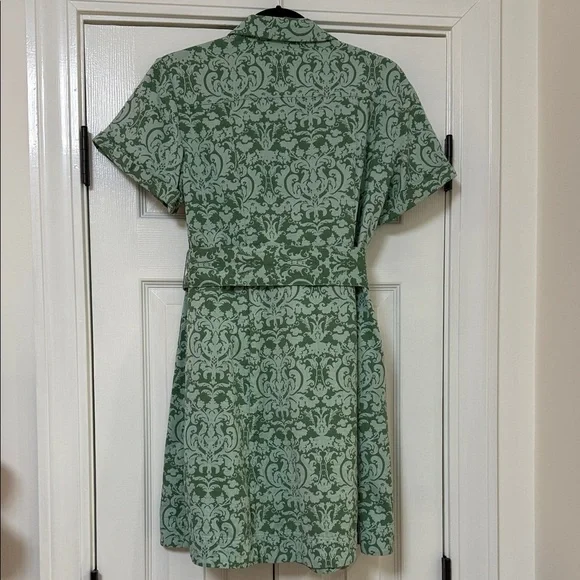 HILL HOUSE - The Laura Dress in Green Jacquard Mini Shirtdress - M - EUC! - Picture 3 of 5